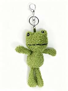 1pc Women's Autumn/Winter Plush Green Frog Car Key Pouch, Cute Personalized Backpack Pendant Keychain, Suitable For Female Students And Office Workers For Daily Use - Green - View 2
