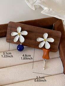 1 Pair Casual Fashion Asymmetric Floral Contrast Color Earrings Suitable For Women's Daily Wear - Silver - View 3