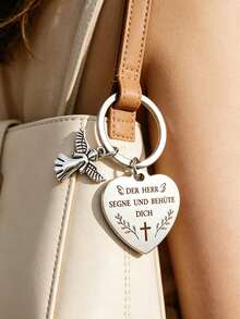 1 Pc - A Keychain Gift Suitable For Family And Friends. German: May The Lord Bless You. Keychain, Bag Pendant, Key Chain. - Multicolor - View 1