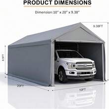 Heavy Duty Carport Canopy Storage Shed, Portable Outdoor Garage Shelter And Party Tent Vehicle Boat Equipment Parking, All Weather Protective Cover With Removable Walls, Style,, 1 Pack - Grey - View 2