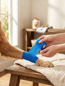 2/3/4 Pcs Of Elastic Self-Adhesive Breathable Pet Bandages, Suitable For Cats, Dogs, And Horses, Can Be Used On Wrists, Ankles, Knees, Heads, And Bodies - Blue - View 3