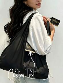 Customizable Photo Shoulder Bag, Foldable Shopping Bag, Reusable Shopping Shoulder Bag, Foldable, Can Be Used As Makeup Bag, Key Pouch, Multi-Functional Large Capacity, Gift For Friends, Classmates, Daughters, Mothers, Sisters, Best Friends, Girlfriends, Thanksgiving, Back To School, Teacher's Day Gifts. - Multicolor - View 1