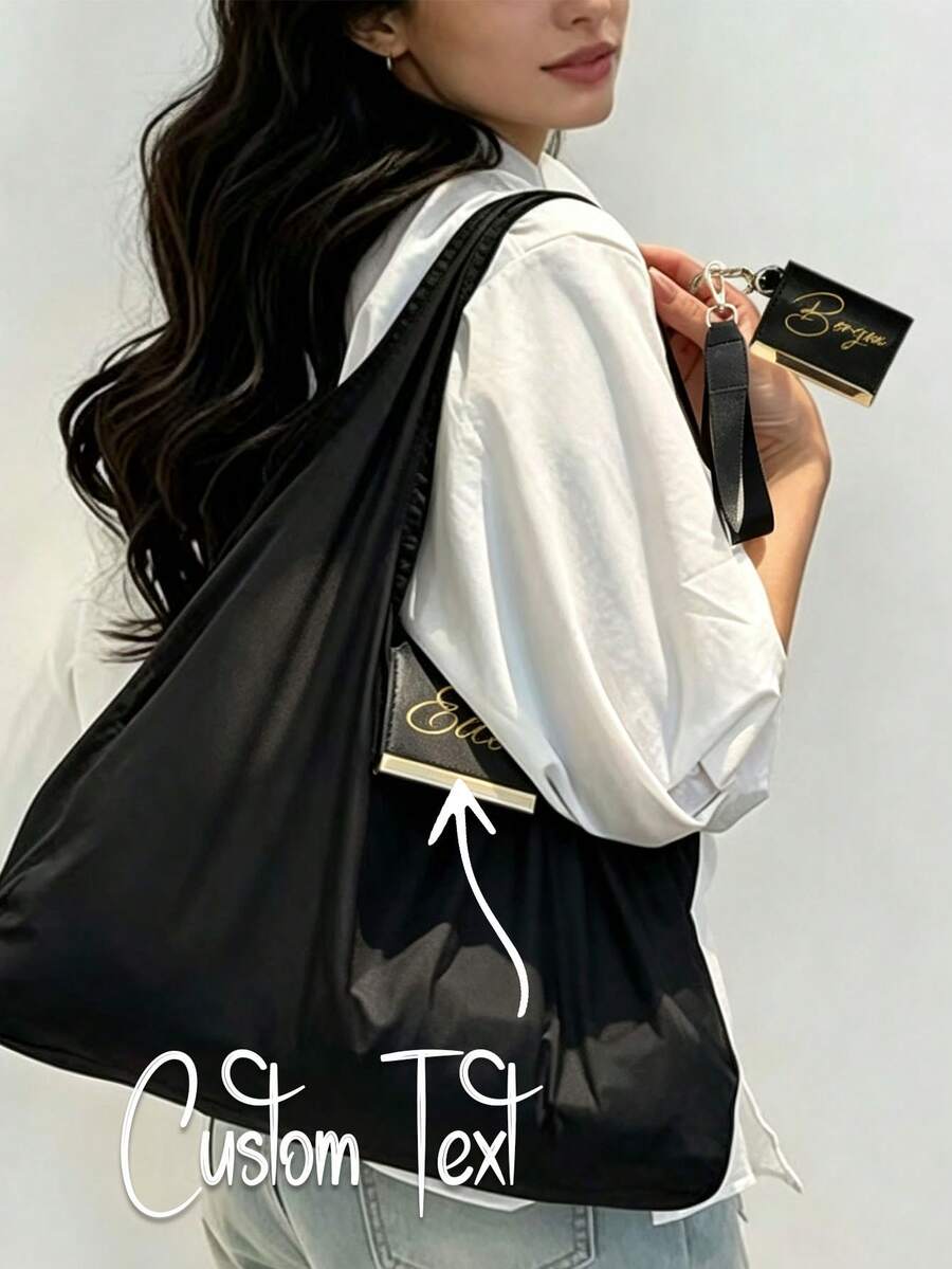 Customizable Photo Shoulder Bag, Foldable Shopping Bag, Reusable Shopping Shoulder Bag, Foldable, Can Be Used As Makeup Bag, Key Pouch, Multi-Functional Large Capacity, Gift For Friends, Classmates, Daughters, Mothers, Sisters, Best Friends, Girlfriends, Thanksgiving, Back To School, Teacher's Day Gifts. - Multicolor - View 1