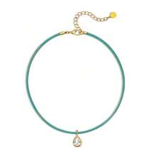 Water Drop Shaped Cubic Zirconia Pendant Silk Rope Necklace, Suitable For Women, Exquisite Bezel Design, Transparent Cubic Zirconia Minimalist Necklace Jewelry Gift. - Milan Rope Pendant Necklace - View 7