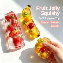 Squishy - Potongan Buah Ultra-Transparan - 1 buah - Lentur - Balok Susun Buah Stroberi - Pereda Kecemasan - Mengembang Perlahan - Mainan Penghilang Stres - Detail Potongan Buah Tertanam - Mainan Genggam Lucu - Hadiah Terbaik - MultiWarna - View 9