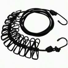 Portable Retractable Clothesline With 12 Strong Clips, Lightweight Foldable Travel Laundry Rope, Space-Saving Adjustable Cord For Indoor/Outdoor Drying, Camping, Apartment, Dorm, Balcony - View 12