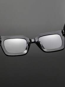 1 Pair Men's Thick Frame Large Square Non-Prescription Glasses, Personalized Bold Minimalist Steady Fashion Eyewear, Suitable For Street Style, Daily Commute, And Gathering With Friends - Clear - View 9