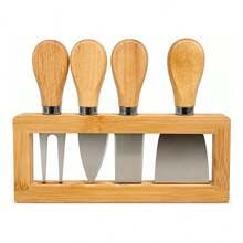 Tabla Para Quesos Madera Bambú Rectangular con Utensilios - Ver 3