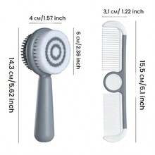 New Design 2pcs Baby Brush And Comb Set, Soft Bristle & Silicone Dual-Sided Brush With Wide & Fine Tooth Comb - Multicolor - View 10