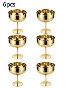 6/4/1pc Stainless Steel Ice Cream Cup, Creative Gold High-Foot Ice Cream Cup, Stackable, Easy To Store And Clean, Suitable For Home, Restaurant, Pudding, Party, Dessert Tableware - Multicolor - View 10