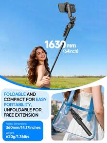 AXNEN C17 AI Face Tracking Selfie Stick Tripod, Stable Balanced Phone Holder, Supports Auto Tracking, Handheld/Desktop Use, Suitable For Selfie, Vlog, Live Streaming And Video Recording - one-size - View 9