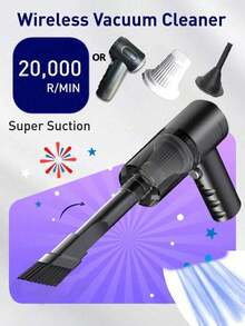 1pc Rechargeable Wireless Car Vacuum Cleaner, Dual Filtration, Powerful Suction, Portable Handheld Mini Blower, Suitable For Home And Car - Vacuum Cleaner - View 3