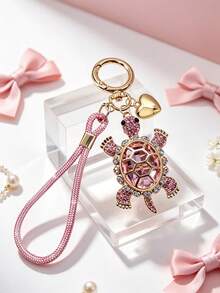 Turtle Keychain, Heart Combination Charm Keychain,Imitation Crystal Sea Turtle Key Ring, Perfect Gift For Women, Teacher'S Day /Thanksgiving Gifts - Multicolor - View 8