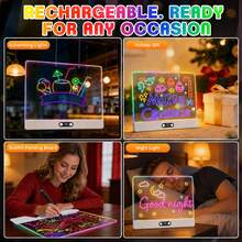 RGB Neon LED Light-Up Drawing Board – Rechargeable, Dry-Erase, With Dynamic Color And Flashing Modes – Perfect For Home Message Board, Halloween Party Decoration, Christmas Home Atmosphere - Pink - View 7