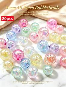 20pcs/Pack 16mm Mixed Color AB Plated Bubble Beads, Large Hole Round Acrylic Beads, Suitable For Jewelry Making, DIY Necklace, Bracelet, Keychain, Bead Pen, Handmade Crafts, Personalized Gifts - Multicolor - View 17