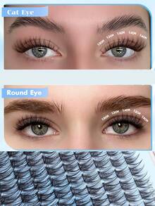 YIDUO 110Pcs Wispy C Curl Lash Clusters Individual Cluster Lashes Mixed Length 10‑16mm,Ultra‑Thin Soft Band DIY Eyelash Extensions, Cat Eye Round Eye Look,Reusable False Lashes For Beginners Daily Party Halloween Holiday Makeup Gift - Multicolor - View 4