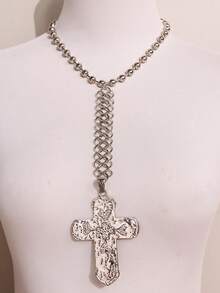 1pc Unique Personalized Punk Hip-Hop High-End Design Casual Cross Necklace, Men's Daily Holiday Party Outfit Jewelry - Multicolor - View 2