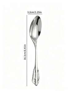 1/2/4pcs Stainless Steel Dessert Spoon Coffee Spoon Ice Cream Spoon Suitable For Afternoon Tea Dessert Shop Restaurant Banquet - Silver - View 2