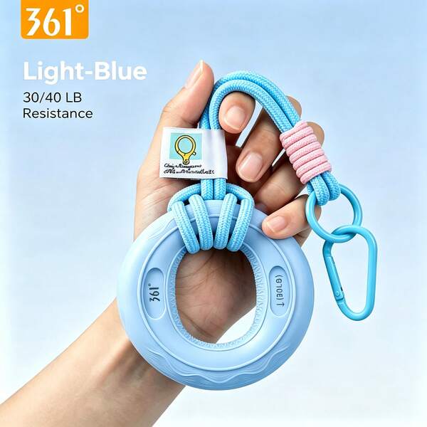 361degree 1pc 361° 30/40 LBS Silicone Hand Grip‑Ring With Keychain, Portable Finger Strength Trainer Hand Gripper,Hand Grip Strengthener Kit,Stress‑Relief Hand Exerciser For Rock Climbing Fitness, Unisex Bag Pendant Accessories Bag‑Charm