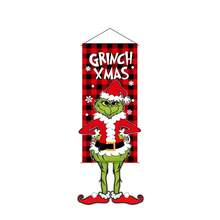 The Grinch The 1PC Christmas Print Hanging Cloth Banner, Hanging Painting Frame, Party Atmosphere Decoration Prop, Home Wall Decor, Store Window Display, Holiday Photo Backdrop, Reusable Christmas Scene Decoration, Easy Installation And Foldable Storage, Suitable For Christmas Party Decor - 110*40cm - View 6