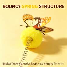 Suction Cup Base Metal Spring Cat Teaser Toy With Plush Ball, Interactive Cat Toy, No Battery Required, Vibrant Colors Suitable For All Cat Breeds, Stimulates Hunting Instincts, Simulates Hunting Scenes, Indoor Boredom Relief, Active Mind And Body, Fun Cat Teaser Gadget - Multicolor - View 11