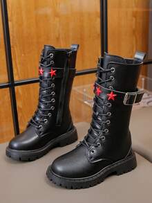 1 Pair Girls' Autumn/Winter Comfortable Fashion Versatile Kids Boots, Classic Tall Boots, Comfortable Boots, Riding Boots - Black - View 5