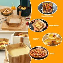 25/50/100pcs Air Fryer Paper Liners, Square, Kitchen Accessories, Non-Stick Baking Paper, Air Fryer Accessories, Oil-Proof And Waterproof, Suitable For Baking, Roasting And Microwave Use - Multicolor - View 9