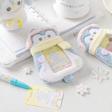 1pc Cute Fluffy Winter Animal Photocard Holder Keychain, Kawaii Plush Idol Card Protector Sleeve Bag Charm Gift For School Student - Multicolor - View 10