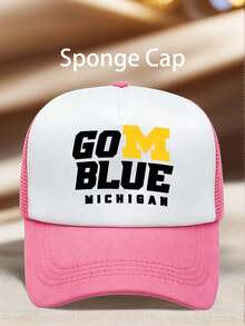1pc Men Hats 'GoM Blue Michigan' Printing Men Hat, Adjustable Hats, Perfect For Travel, Mountain Climbing, Hiking, And Sun Protection - Multicolor - View 8