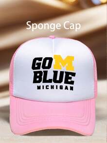 1pc Men Hats 'GoM Blue Michigan' Printing Men Hat, Adjustable Hats, Perfect For Travel, Mountain Climbing, Hiking, And Sun Protection - Multicolor - View 12