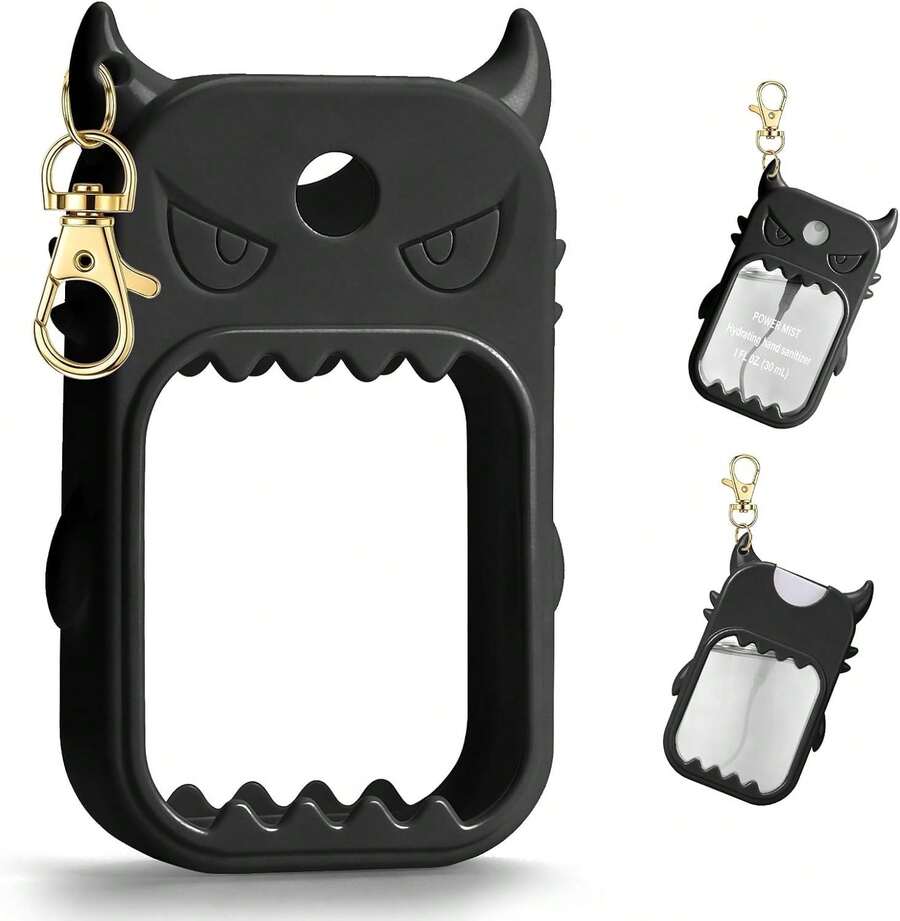 Silicone Case For  Hand Sanitizer, With Keychain - Black - View 1