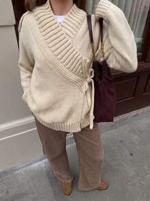 Women's Autumn Fashion Street Style Apricot Long Sleeve Cardigan Sweater - Apricot - View 4