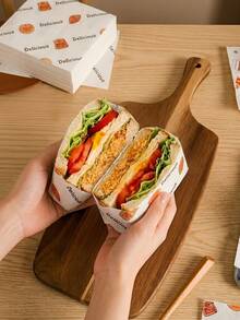 300pcs Oil-Absorbent Baking Paper - Cartoon Printed Baking Paper, Square Food Packaging Paper, Suitable For Toast, Cake, Dessert, Bread And Tray Liners - Premium Disposable Placemats For Food Display - Multicolor - View 4