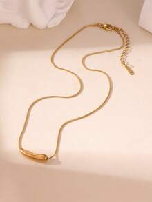 GEREIT 1PC/4PCS Casual Fashion 18K Gold Stainless Steel Polished Water Drop Heart Hollow Twisted Long Layered Necklace, Suitable For Daily Commute Wear And Gift Giving - Gold - View 8