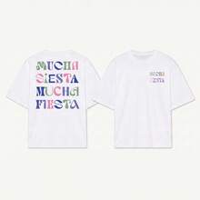 Mucha Siesta Mucha Fiesta T-Shirt White With Multicolored Retro Festive Print Streetwear Unisex Top - White - View 1