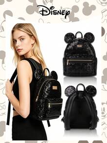 Disney Mickey Sequin Mini Backpack, Black Sequin With Mickey Ear Decoration - Black - View 11