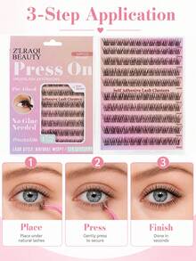120pcs Lashes No Glue Needed+Fake Lashes Tweezers Natural Fibers, Long Curls, Clear Roots, Self Adhesive Lashes, Enlarged Eyes, Light And Non Irritating, Suitable For Daily Commuting Makeup - View 4