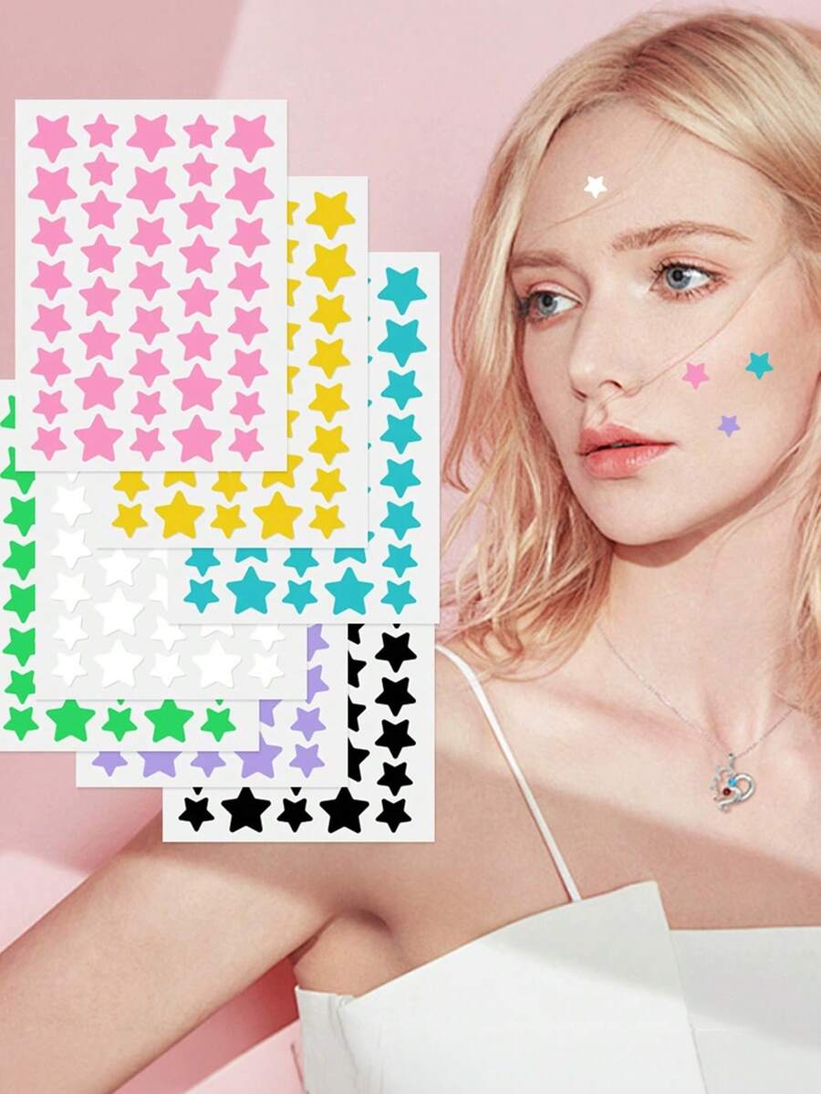 480pcs Star-Shaped Acne Patches, Absorb Whiteheads, Deep Clean Blemishes, Face And Body Universal, Fragrance-Free, Daily Spot Treatment, Suitable For All Skin Types - Multicolor - View 1