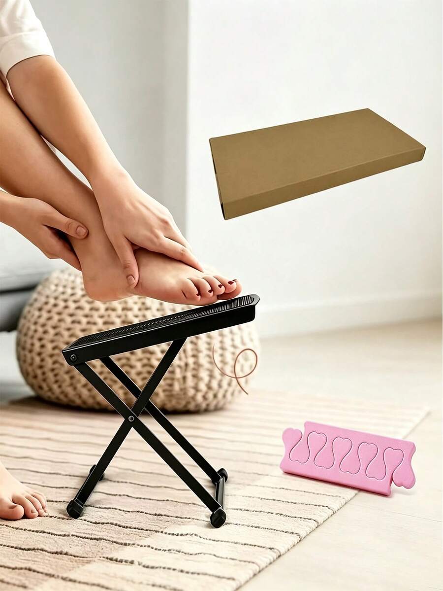 Foot Care Footrest, Adjustable Foot Support, Toe Separator - Convenient For Home Use, Foot Care Accessories, Pedicure Footrest, No Bending Or Stretching Required, Beauty Foot Care Set, Multi-Functional Folding Foot Support - A - View 1