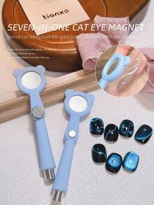 New 6-In-1 Cat Eye Magnetic Wand, 3D Cat Eye Effect, Strong Rotating 7-In-1 Design Wide-Light Glass Bead Pattern Magnetic Tool For Gel Nail Polish, Suitable For Women, Salons And Home DIY, Cat Eye Accessory, Round Magnetic Tool, Professional, With Automatic Glass Bead Adsorption Function, Suitable For Beginners, Magnetic Tool 3s Suction Super Strong Magnetic Force, Multi-Functional Wide-Light Cat Eye Magnetic Wand, Gift For Female Friends, Back To School Gift, Autumn Gift, Halloween Gift, Christmas Gift, Valentine's Day Gift - New Best Seller - View 3