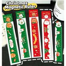 20/10PCS Cartoon Christmas Magnetic Bookmark Ruler 2-In-1 Magnetic Straight Ruler, Cute Santa Claus Snowman Gingerbread Man Book Page Clip, Portable Ruler For Primary And Secondary School Students Classroom Reading Drawing, Christmas Creative Stationery Exchange Small Gift - Christmas - View 12