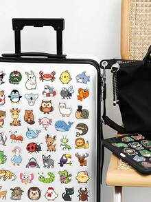 100pcs Cute Cartoon Animal Stickers, Watercolor Animal Stickers, Zoo Stickers, Decorative Stickers, Stationery Stickers, Waterproof Vinyl Stickers, Suitable For Water Bottles, Computers, Laptops, Phones, Suitcases, Notebooks, Refrigerators And More. - J - View 4