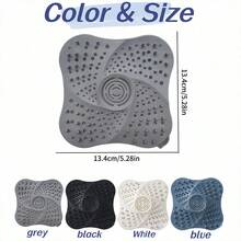 1pc Silicone Bathroom Drain Protector, Hair Catcher With Suction Cup Drain Filter For Shower, Bathtub, Kitchen (White + Black + Blue) - Multicolor - View 9