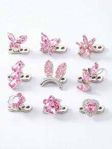 1Pc Pink Series G23 Titanium CZ Inlaid Dermal Anchor Hypoallergenic Body Piercing Jewelry For Daily Wear - Pink - View 3