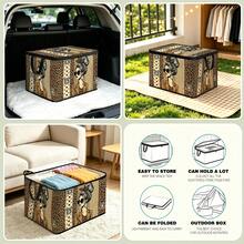 Multi-Size Options, American Vintage Print Foldable Storage Box With Zipper Handle, Upgraded Fabric Large Capacity Storage Bin, Suitable For Closet, Dorm, Underbed Storage, Organizing Clothes, Bedding, Miscellaneous Items, Home Moving Organization - Multi-color - View 8