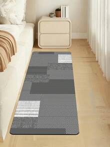 1pc 3.5mm Thick Geometric Patchwork Square Pattern Diatom Mud Mat, Cuttable Soft Rubber Material, Kitchen Carpet Bathroom Mat, Suitable For Entryway Hallway Living Room Laundry Room, Outdoor Garden Decor Door Mat - Multicolor - View 8