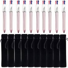 Customizable Retractable Ballpoint Pen Set With Pen Pouch, Laser Engraved Text, Replaceable 4-Color Ink Refills, Smooth Writing, Perfect For Office, Colleagues, School Supplies, And Back-To-School Gifts For Students And Teachers - Sets - View 25