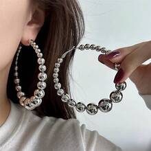 1 Pair Exaggerated Large Hoop Earrings, Vintage European And American Style, Personalized Metal Earrings, Suitable For Women To Wear At Parties And Nightclubs - Large Hoop Earrings - View 7
