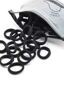 20/50/100/200pcs Women's Black High Elasticity Rubber Band Hair Ties For High Ponytail - Black - View 3