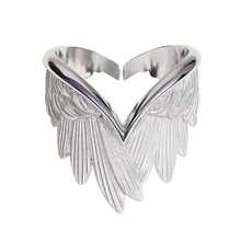 CIREY 1pc Creative Angel Wings Index Finger Ring, Personalized Open Adjustable Ring, Unisex Brushed Feather Wing Design - Wings Ring - View 6